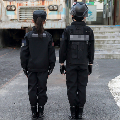 加绒警服特警衣服套装特种兵冬令营吃鸡全套装备警察服装儿童演出服