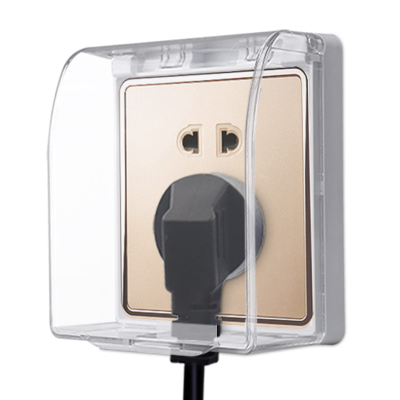 可卡86型卫生间加高暗装透明防水防溅盒 开关插座面板保护盖罩