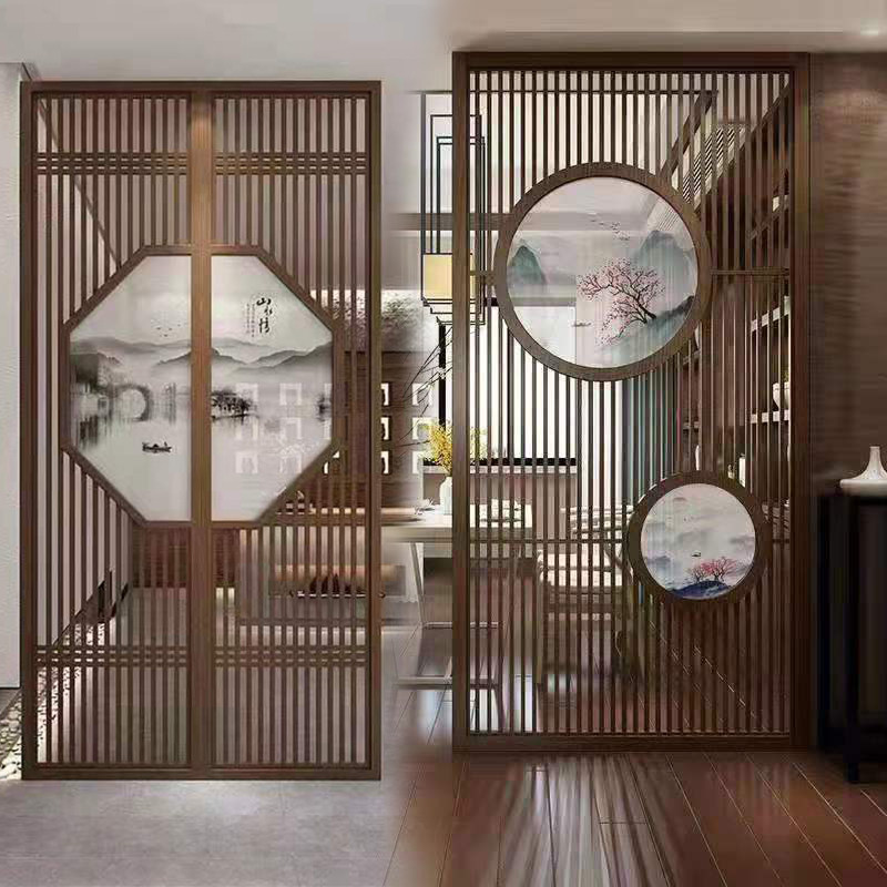 东阳门窗背景墙格栅沙画隔断玄关仿古木雕中式木雕