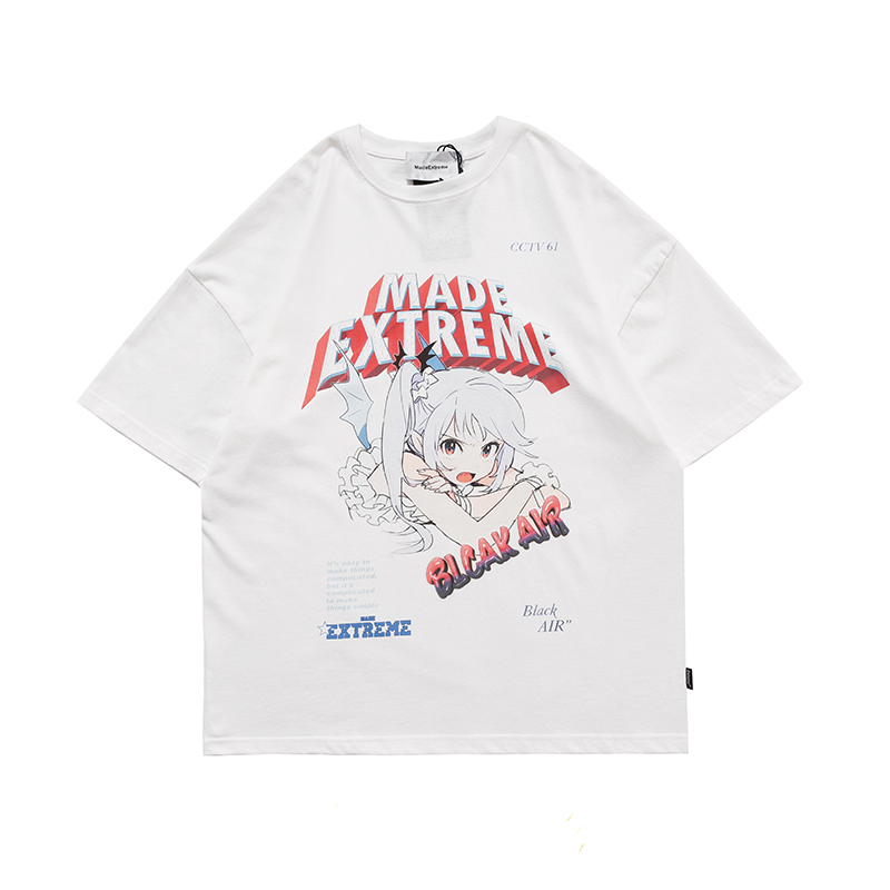 deflation 夏季卡通动漫二次元印花情侣oversize宽松男女短袖T恤