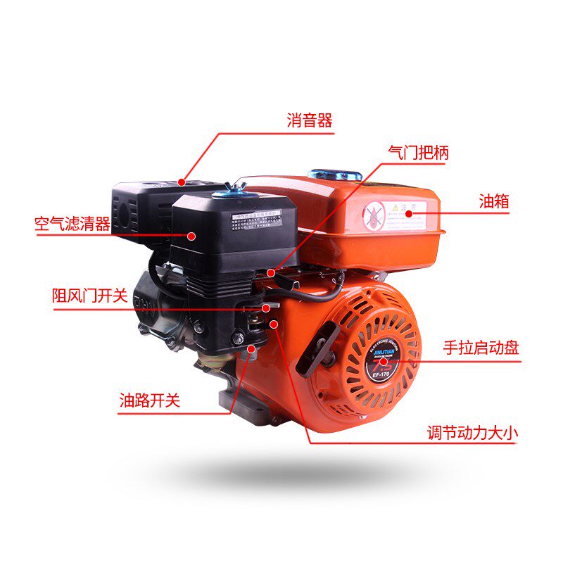 汽油机单杠冲程170f微耕船挂农用打药机打谷动力汽油机