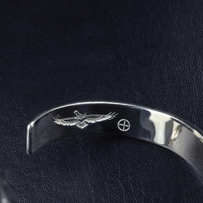 伊瓦岚菊地健手镯kenkikuchi铂金头金鹰身小鹰唐草平打手镯纯银