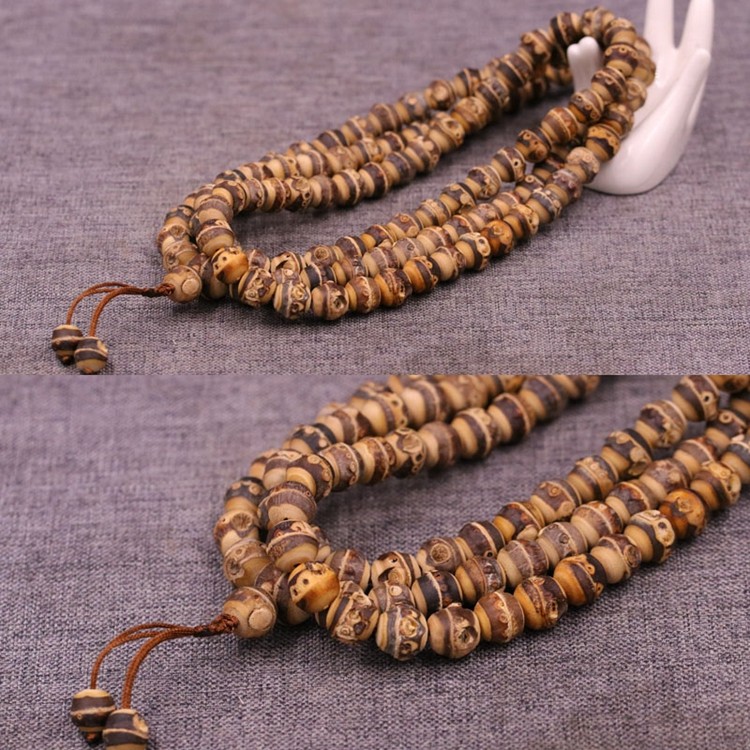 德宝斋竹根老料紫竹根手串手链佛珠圆珠桶珠个性根雕