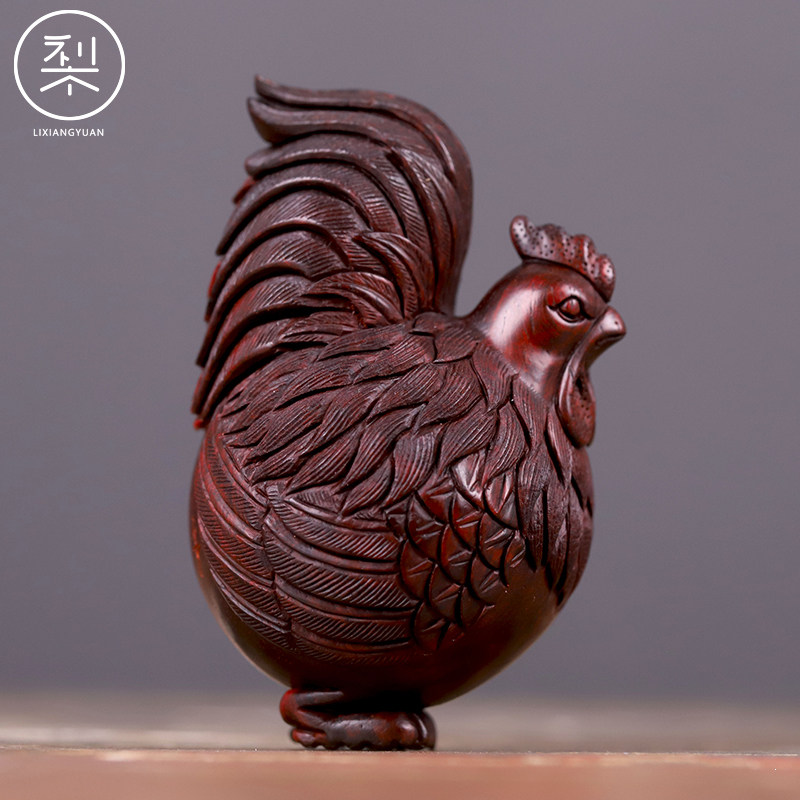 梨香院公鸡手把印度小叶叶紫檀木雕刻小件工纯木雕