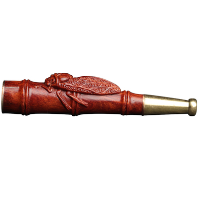 梨香院 知足常乐烟嘴 印度小叶紫檀木金蝉过滤烟嘴实木红木随身男