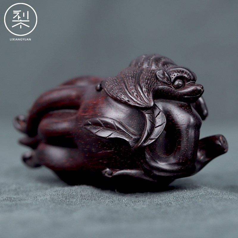 梨香院蝙蝠手把印度小叶叶紫檀木手工雕刻文玩木雕