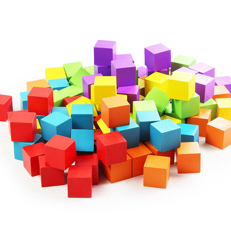 正方体100粒早教积木数学教具正方体积木块小学生建构
