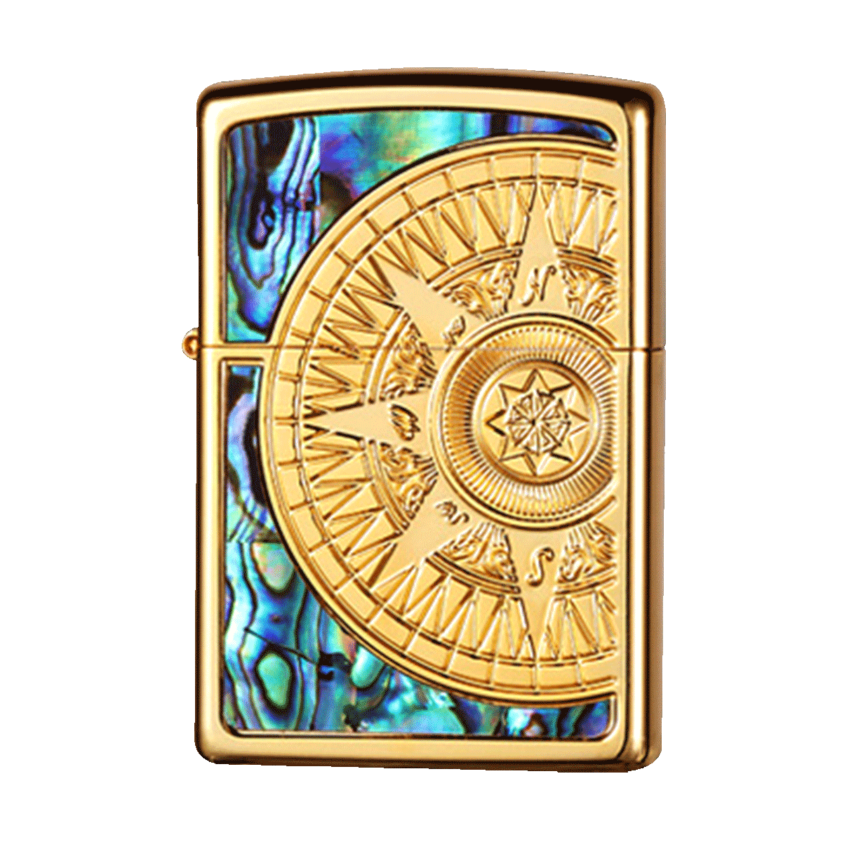 zippo打火机正版镶嵌贝壳罗盘半圆幸运爱情防风zippo