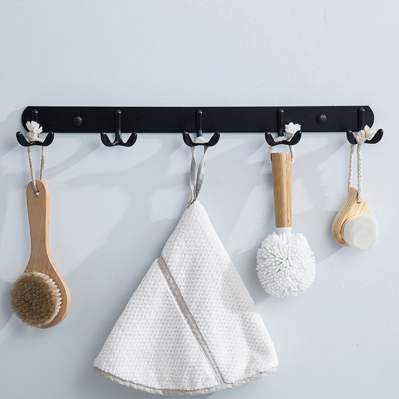 黑色北欧毛巾挂钩打孔挂衣浴室卫生间壁挂衣服挂钩