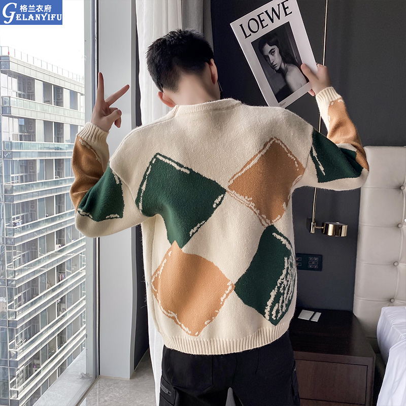 男士毛衣新款2021年秋冬季潮牌痞帅爆款加厚内搭潮流针织衫打底衫