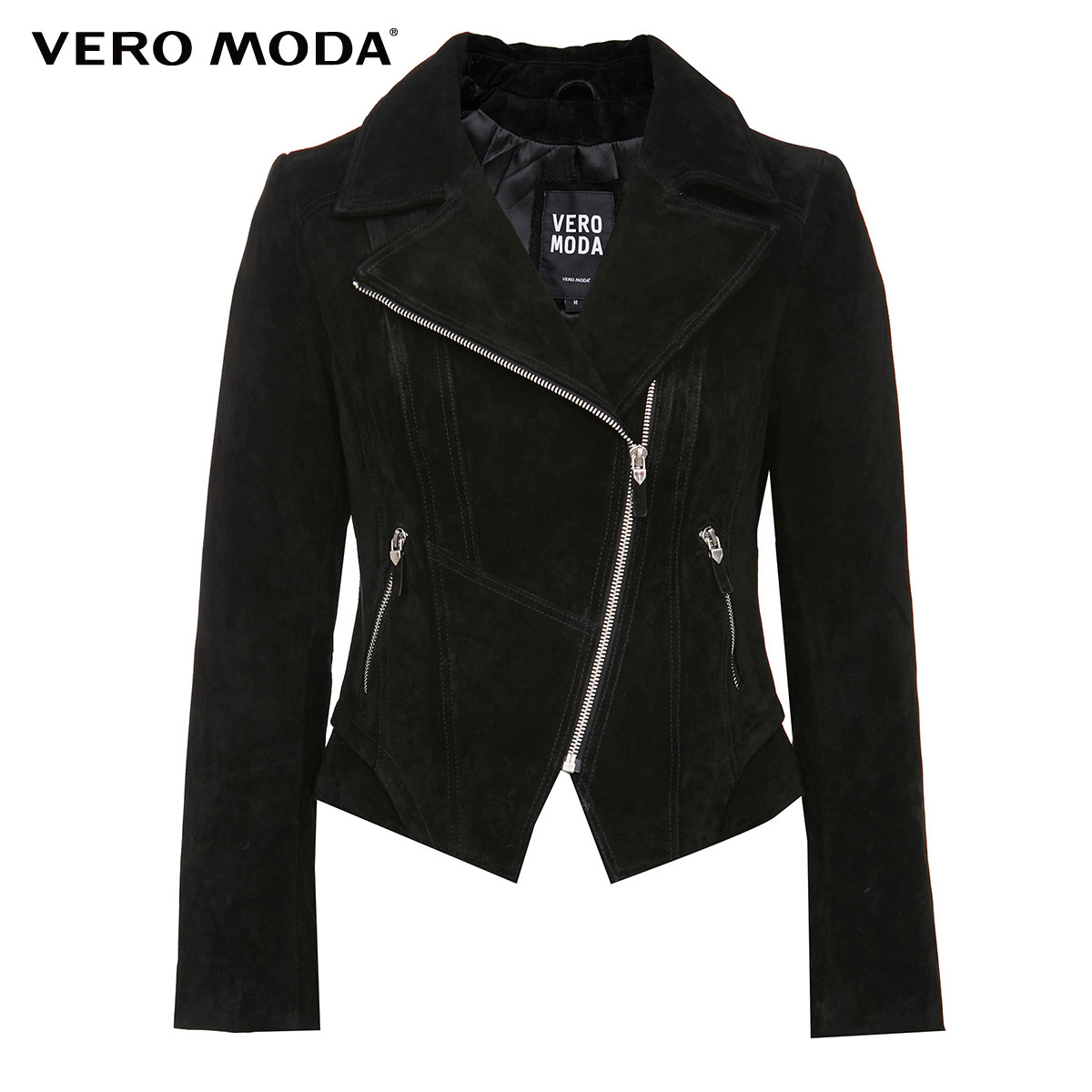 veromoda2021春夏新款复古拉链猪剖层皮革皮衣皮衣