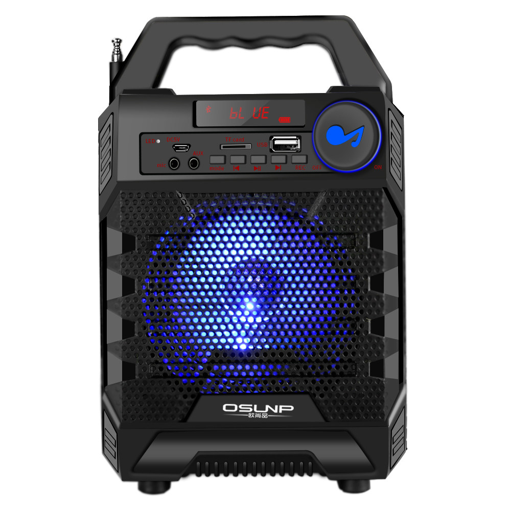 户外手提蓝牙音箱便携广场舞小音响大声音七彩灯重低音炮话筒叫卖