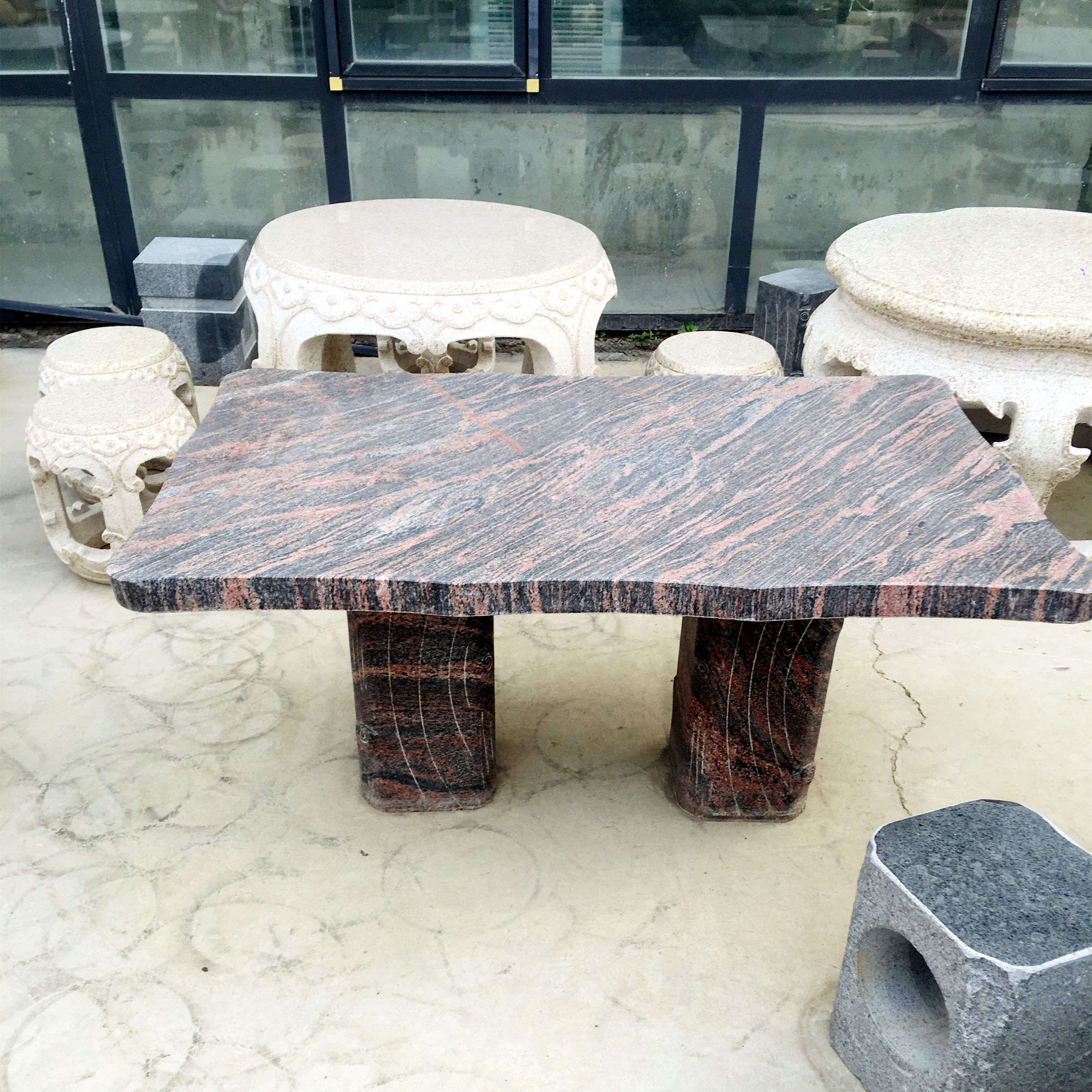 大理石花岗花岗岩岩石石凳庭院花园户外休闲石桌石雕