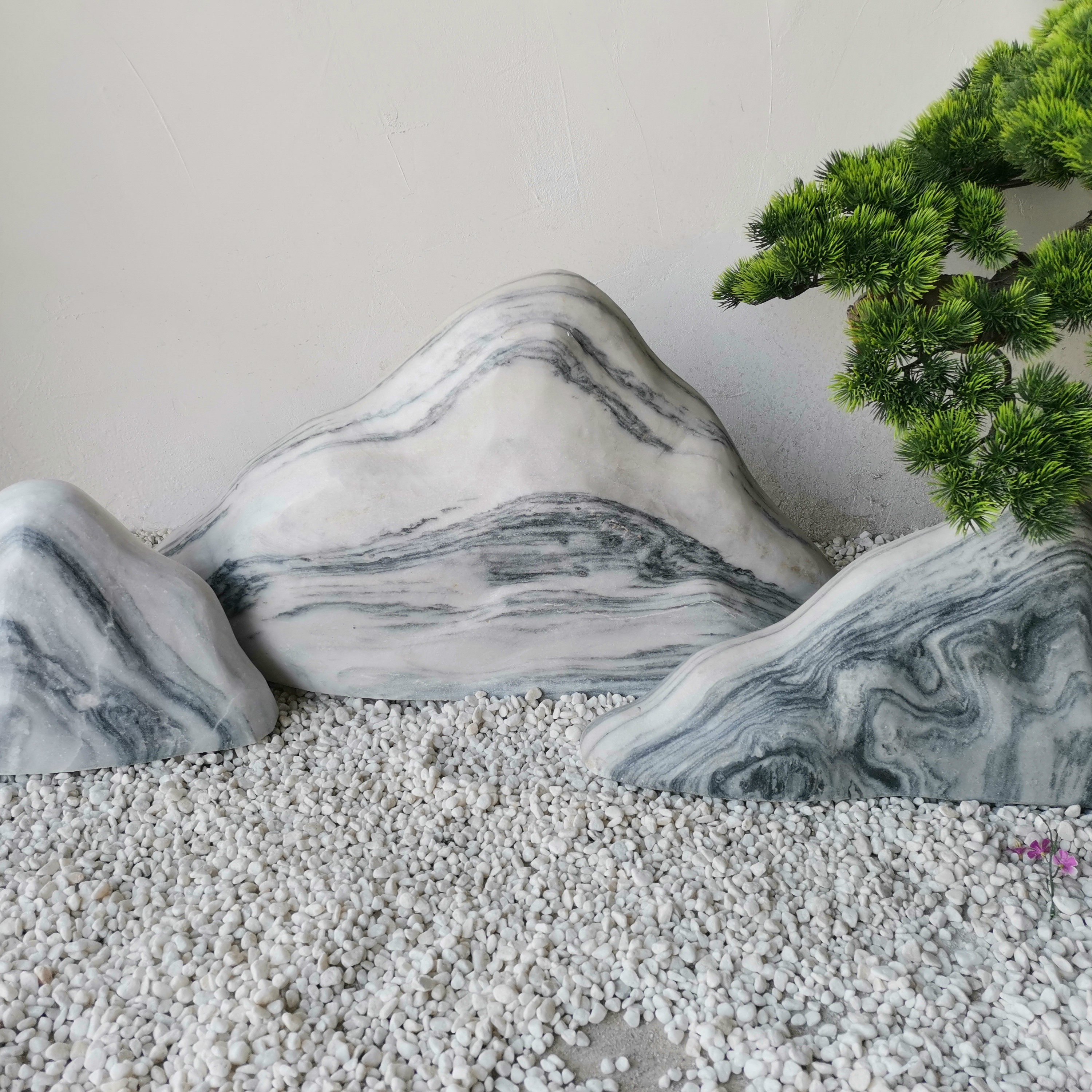 天然雪浪原石切片组合景观石造景泰山石别墅石雕