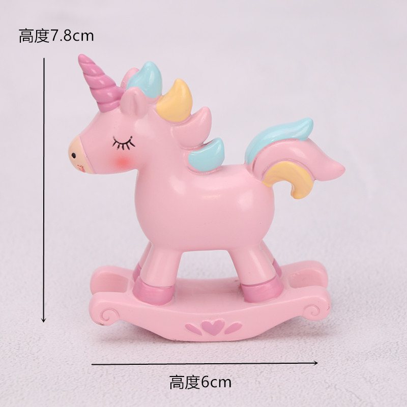 独角马树脂摆件七彩独角兽蛋糕装饰粉色摇马宝贝生日蛋糕装扮插牌