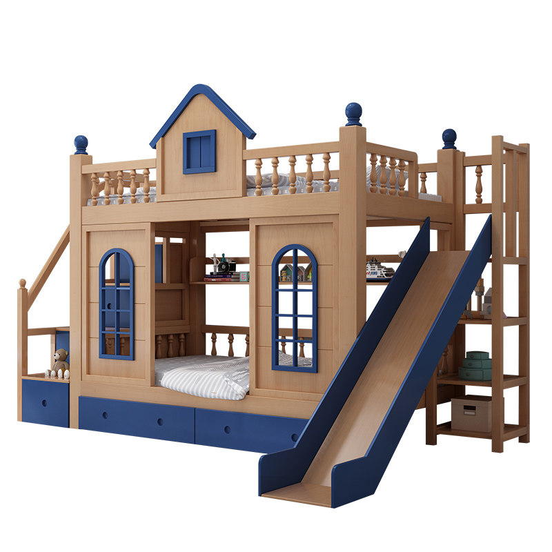 儿童床上公主女孩滑梯城堡床下上下高低书桌高低