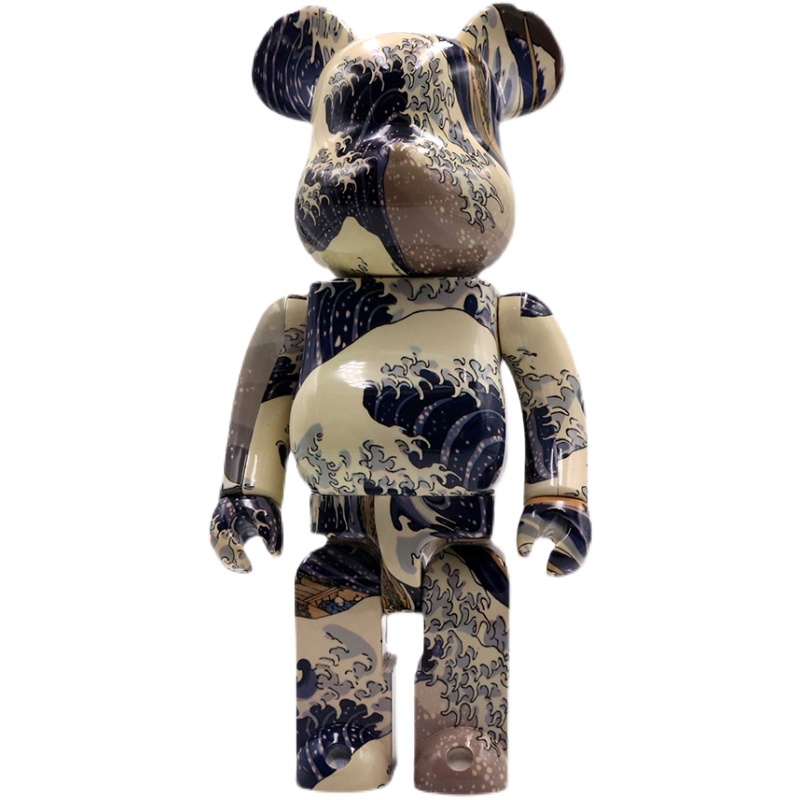 潮玩积木熊暴力熊bearbrick神奈川冲浪浪里公仔手办模型潮玩盲盒