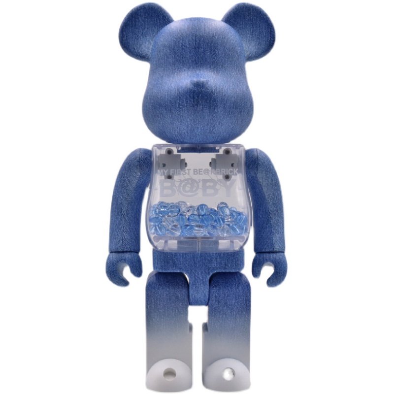 bearbrick暴力熊牛仔蓝丹宁千秋手办模型摆件软装装饰品盲盒玩具