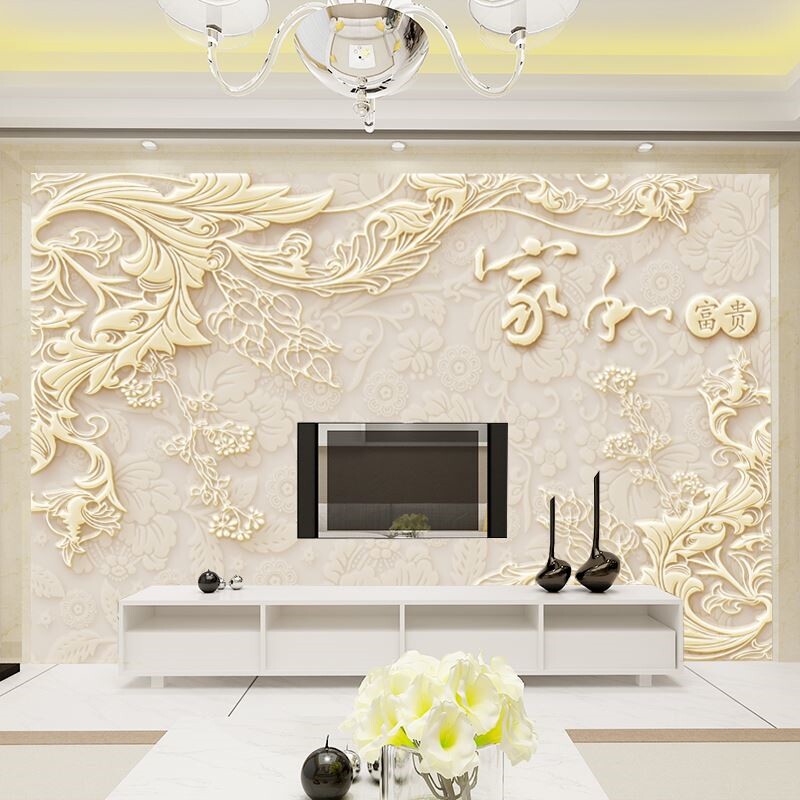 欧式5d客厅软包3d立体电视背景墙壁纸墙画现代装饰画