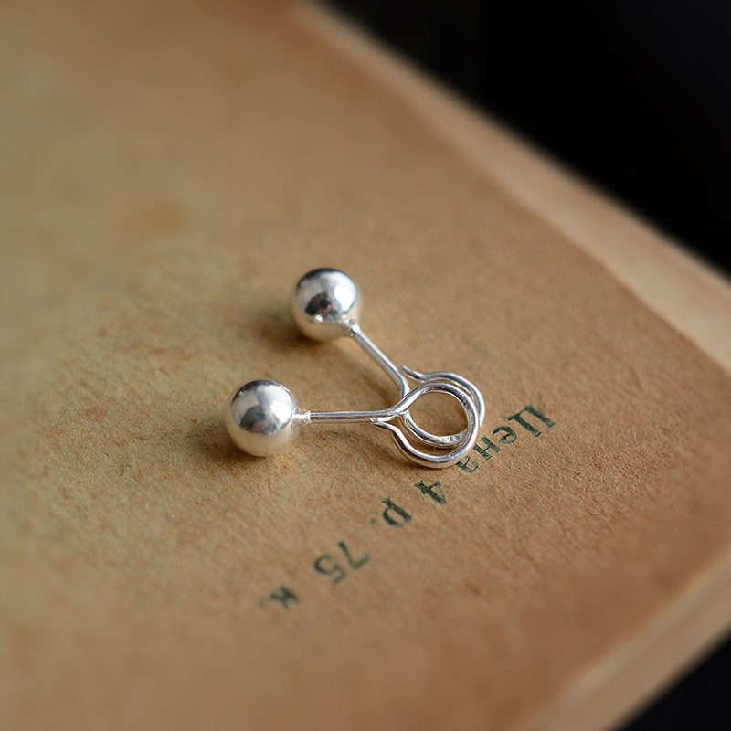 s990纯银耳环足银弯钩耳钉睡觉不用摘女简约耳环