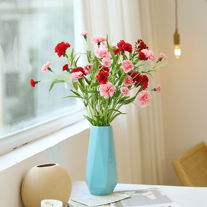 康乃馨仿真花束插花花瓶家居装饰客厅摆设餐桌摆件仿真花