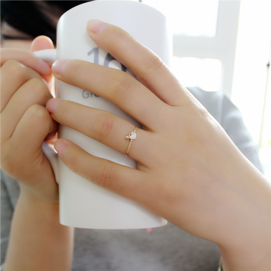 韩国花戒尾无名指可爱铃铛金小玫瑰戒指爱心进口手饰