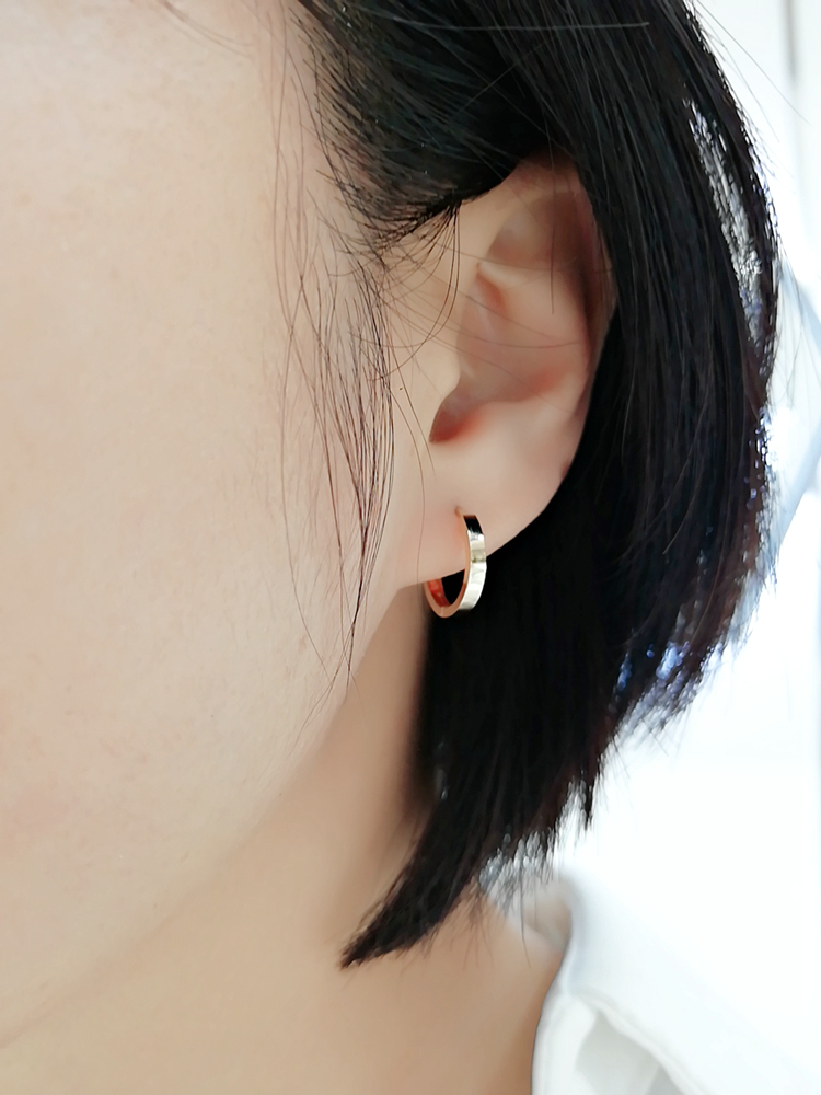 韩国彩金休闲垂戴大耳朵耳扣光面流行金光面约素耳饰