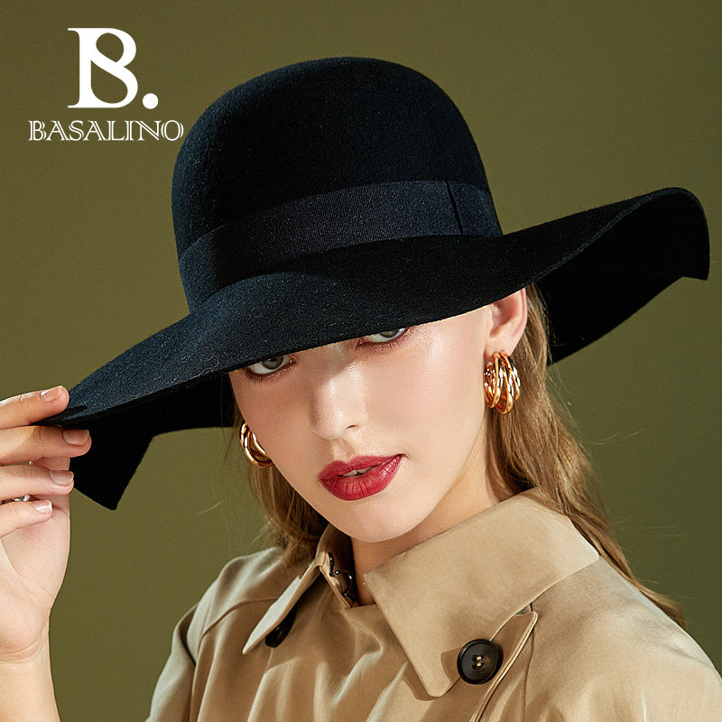 礼帽复古圆顶淑女帽子英伦风 安吉儿纯羊毛呢大檐帽贵妇帽秋冬法式