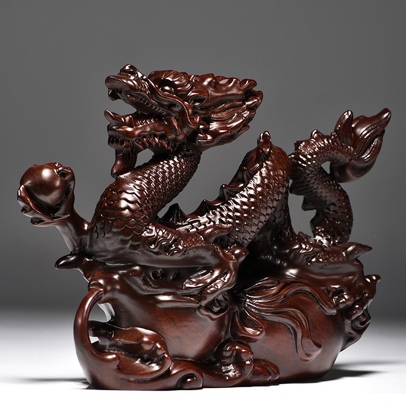 龙家居送礼工艺品木质红木装饰办公室客厅生肖摆件摆件