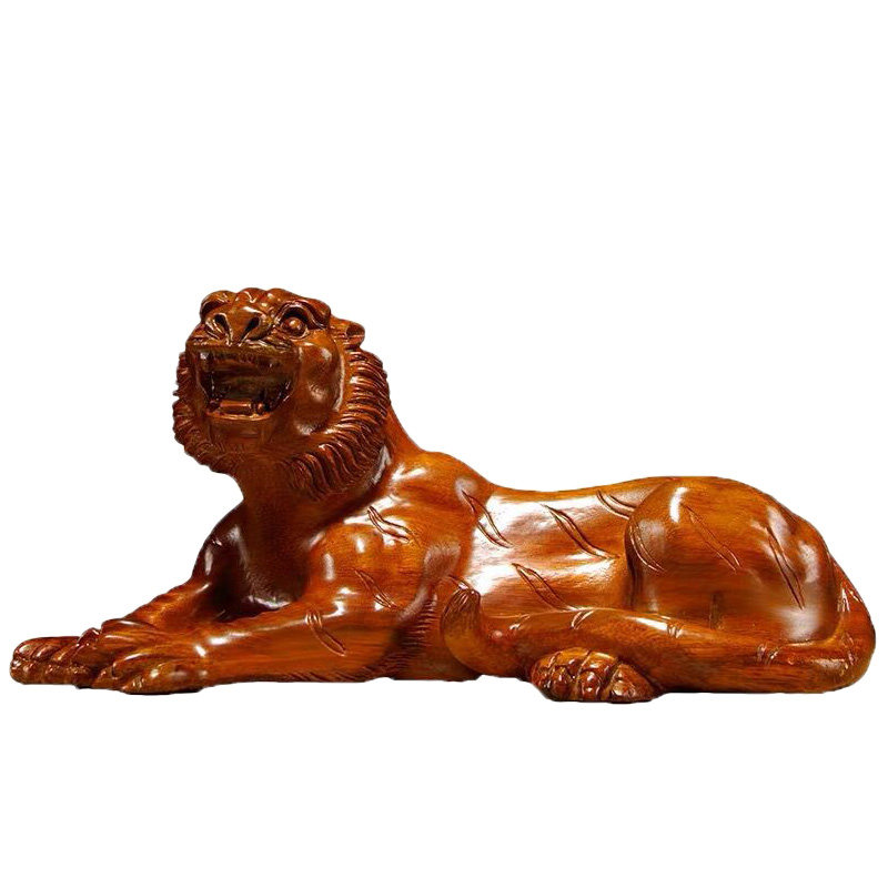 花梨木雕摆件实木木质十二生肖卧虎家居客厅办公室木雕