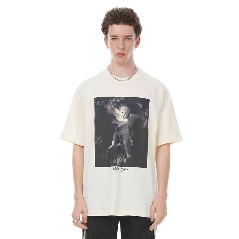 【吴宣仪同款】KREATE 康利直喷 黑天使印花高街潮牌短袖T恤男女