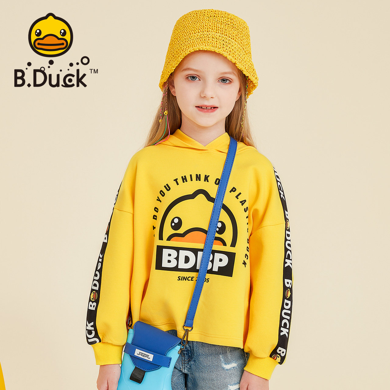 bduck小黄鸭童装女童卫衣长袖春秋季小女孩上衣洋气炸街儿童秋装