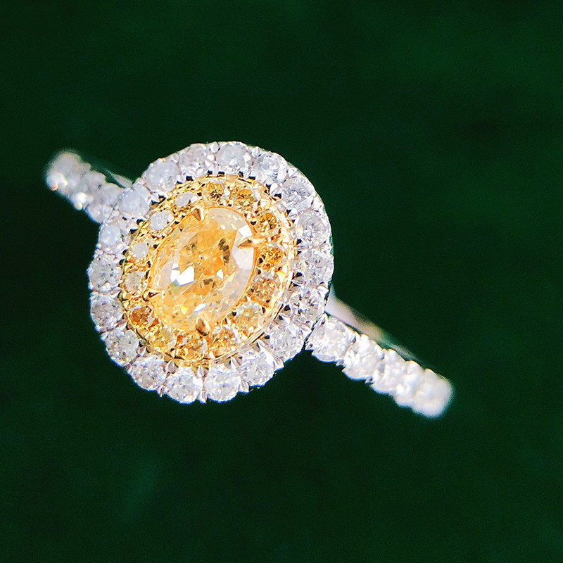 戒指宝创18k0.3克拉天然黄钻真金真钻经典鸽子蛋手饰