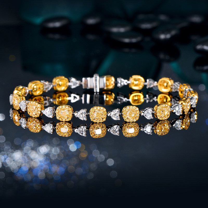 手链黄钻宝创18k2.67克拉2.96克拉钻石彩钻奢华首饰手饰