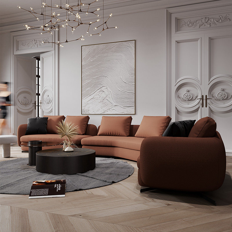 沙发roodior现代轻奢简约风格弧形异形客厅组合布艺沙发