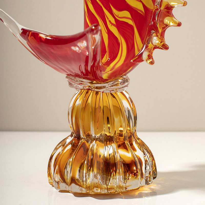 高档艺术琉璃红鲤鱼摆件客厅玄关书房办公室装饰品装饰摆件