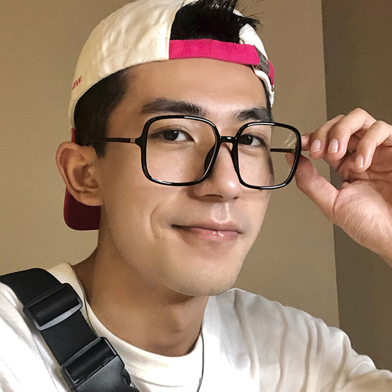 男士黑框眼镜方框适合胖子大脸防蓝光辐射近视防蓝光镜
