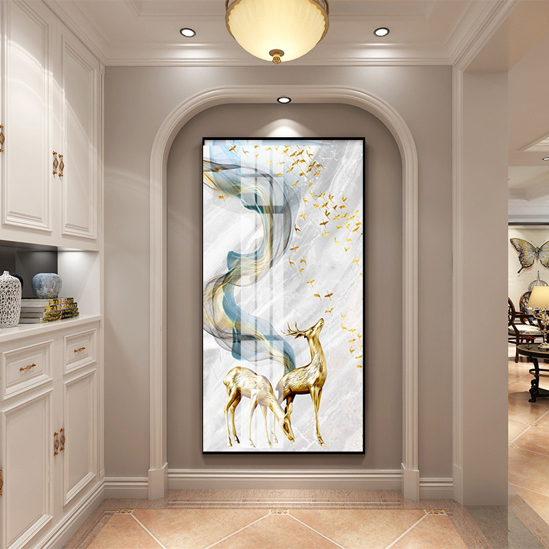 入门玄关装饰画走廊尽头挂画进门玄关画竖版现代简约过道装饰壁画