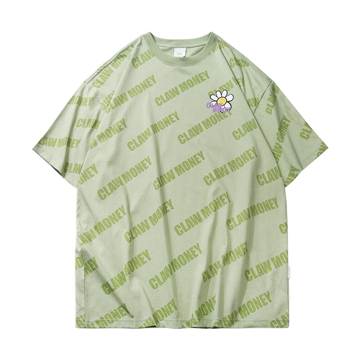 claw money超火ins学生短袖t恤男潮牌情侣装小雏菊印花宽松五分袖