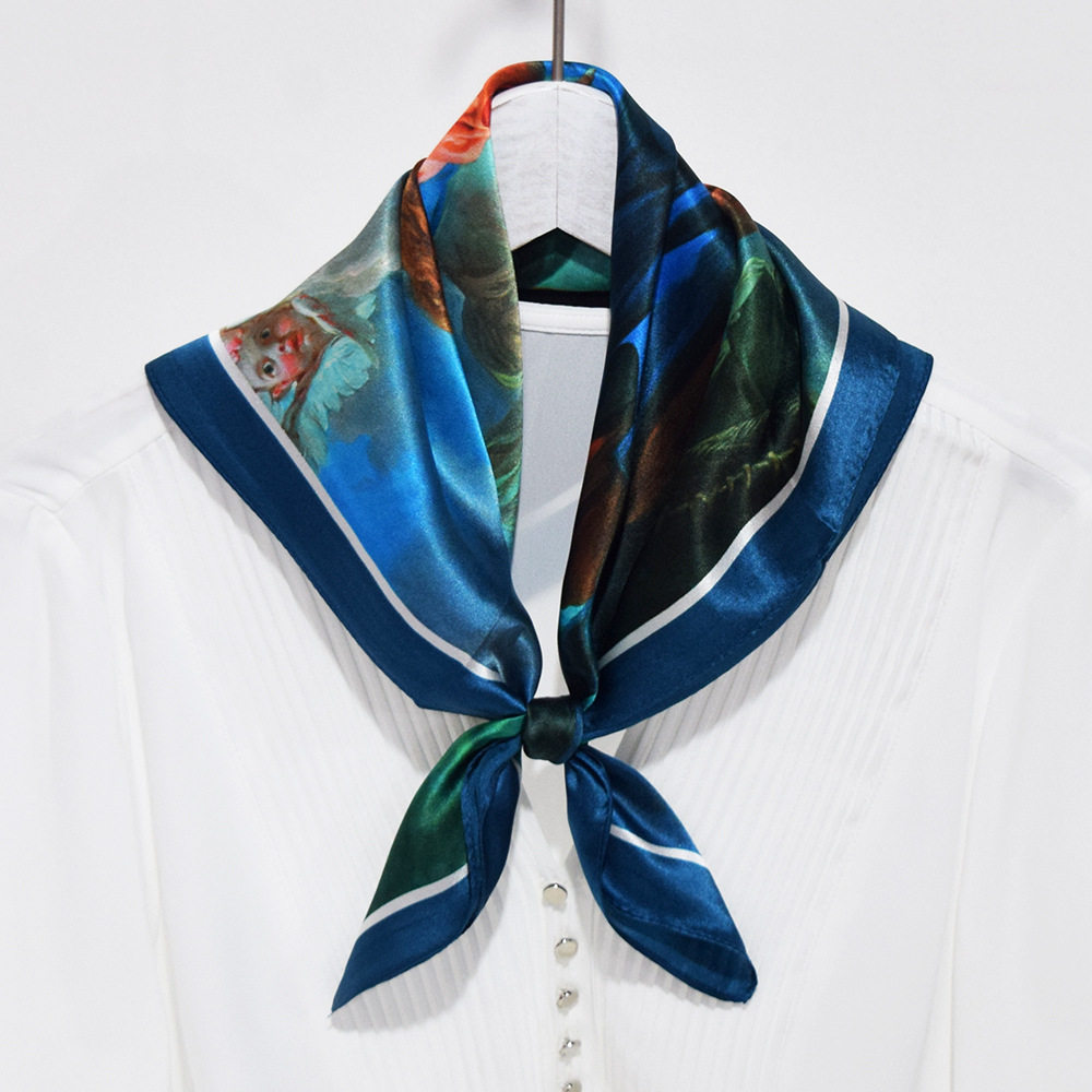 方巾装饰丝绸印花职业时尚53cm小方丝巾真丝围巾