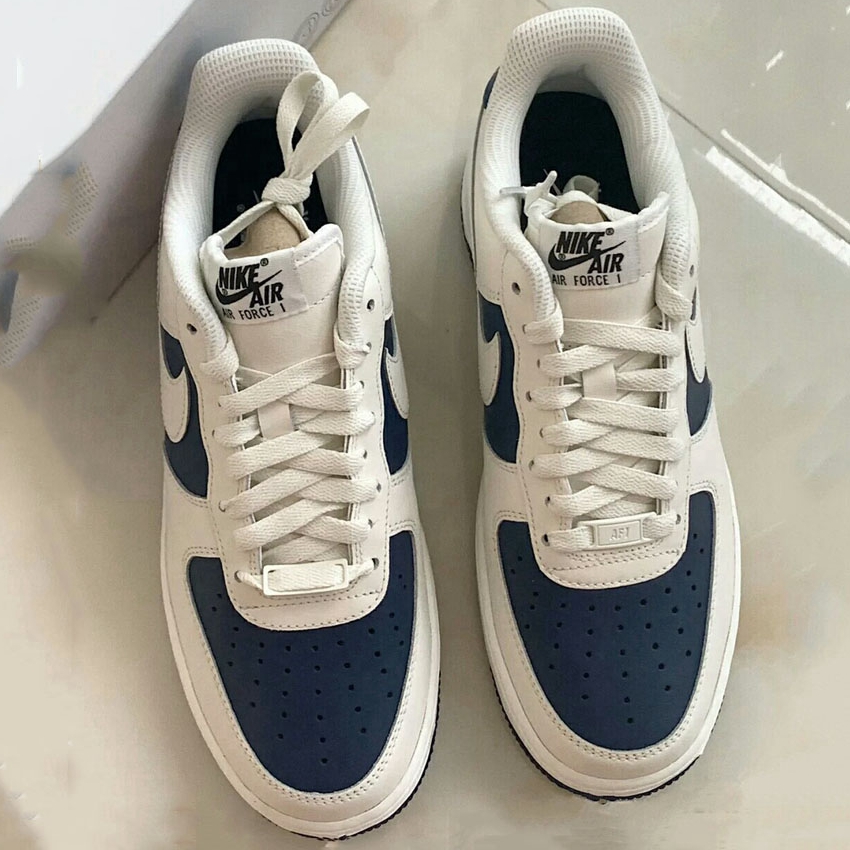 耐克NIKE AIR FORCE 1空军一号男女新配色蓝白升级竖纹定制平板鞋