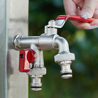 4分全铜户外自来水龙头防冻一进二出庭院花园出水室外浇花洗衣机龙头