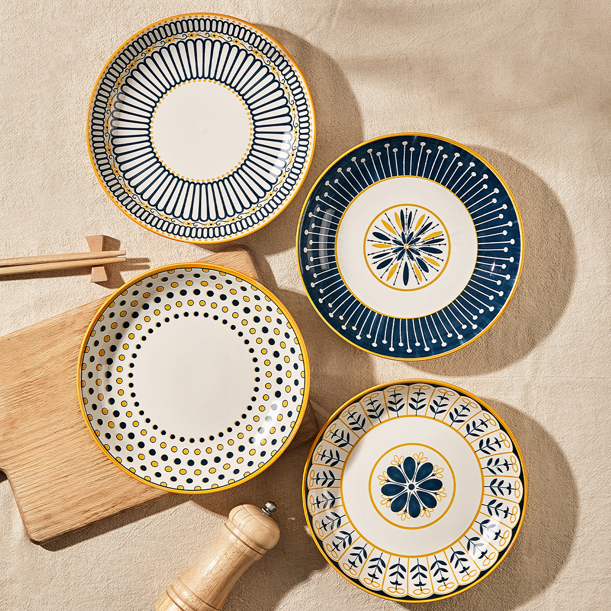 日式盘子菜盘家用陶瓷碗碟餐具创意8寸碟子盘