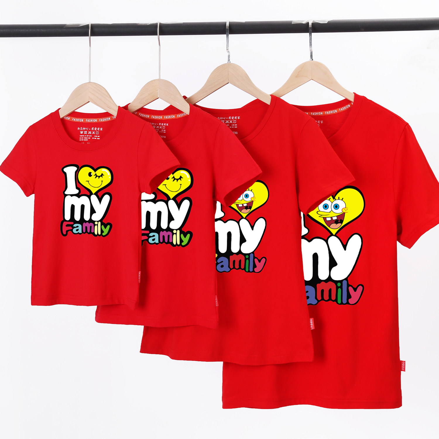 diy亲子装夏装短袖文化衫定制一家三口母女女装亲子装