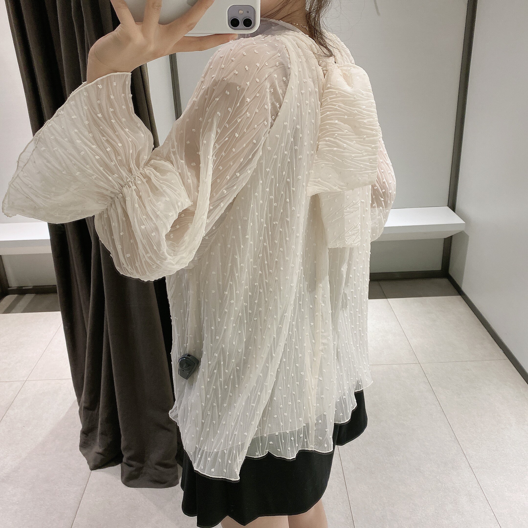 wmxz2020早春新品女士蝴蝶结薄纱衬衫上衣2268衬衫