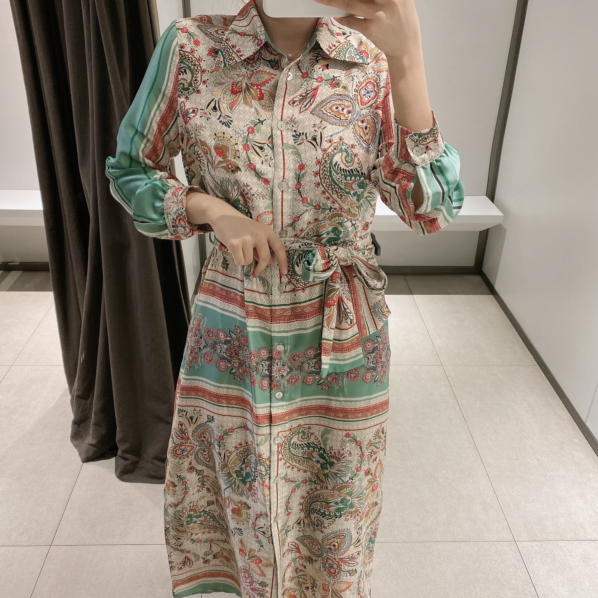 wmxz2020早春新品印花衬衣休闲连衣裙23752375140连衣裙