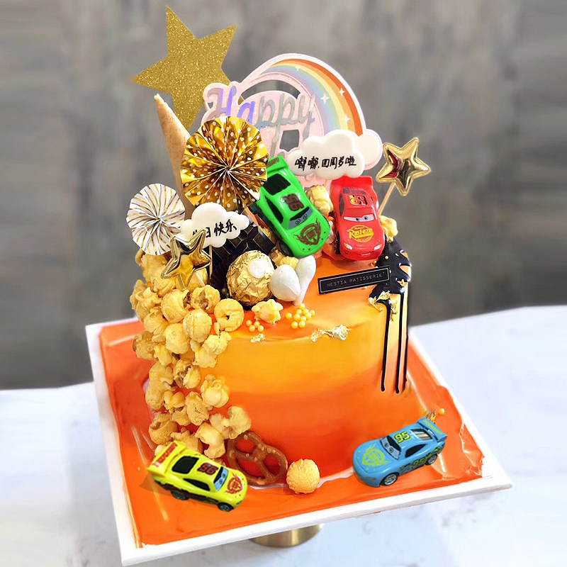 装饰生日汽车蛋糕摆件越野兰博基尼合金汽车模型烘焙节日装扮用品