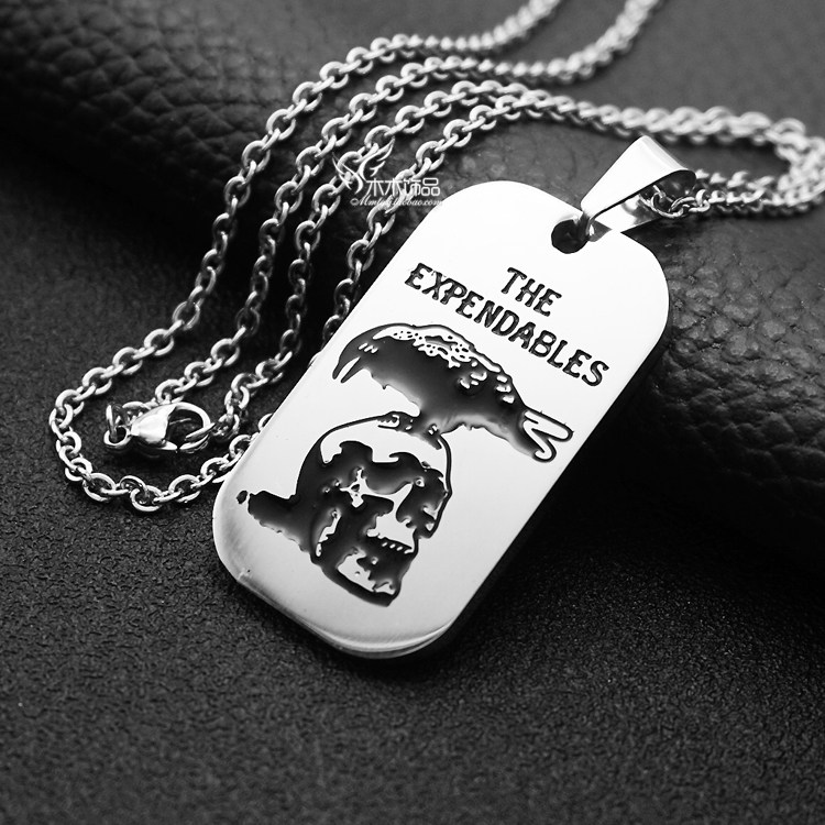 潮男敢死队军牌吊坠滴油黑色乌鸦骷髅方牌霸气项链