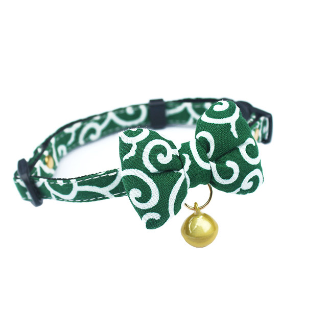 honeybunny cat collar dog bells Japanese Tang grass pattern pet jewelry bow safety buckle collar honeybunny cat collar dog bells Japanese Tang grass pattern pet jewelry bow safety buckle collar