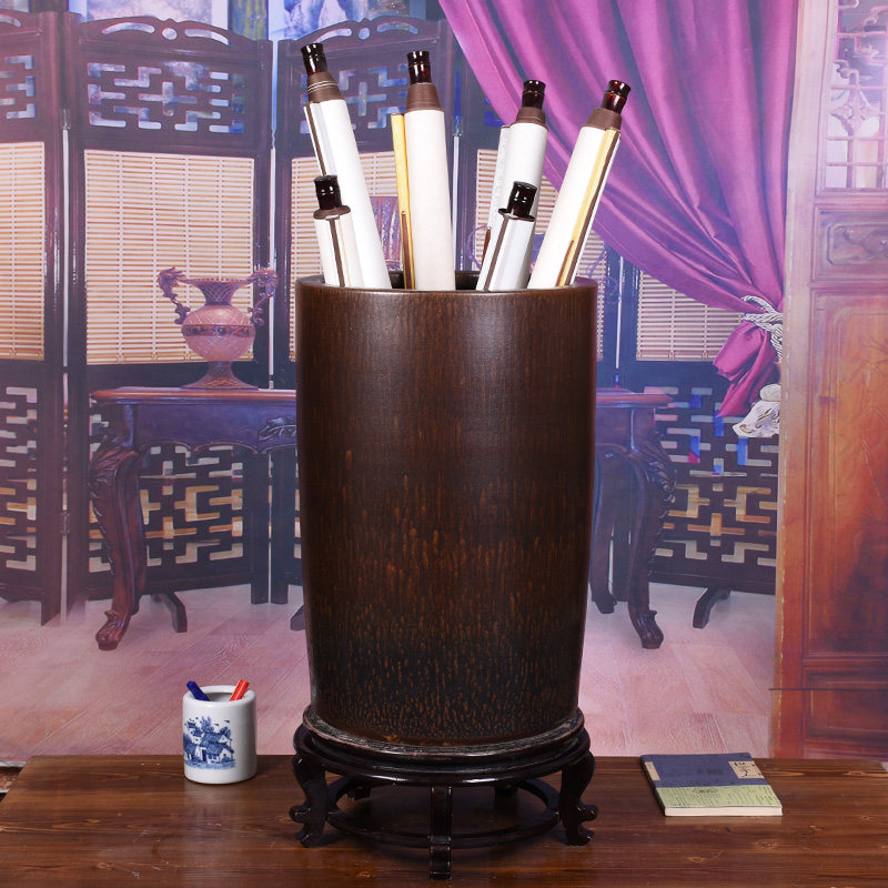 景德镇陶瓷箭筒书画桶画缸卷轴书房落地字画收纳装饰工艺花瓶